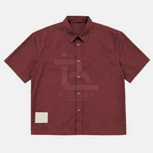 เสื้อเชิ้ตผู้ชายสีดำลำลอง ระบายอากาศได้ดี เป็นมิตรกับสิ่งแวดล้อม แห้งเร็ว ทรงหลวม ผ้าป๊อปลินทอเนื้อผ้าผสมโพลีเอสเตอร์และคอตตอน ไซส์ใหญ่ สำหรับฤดูร้อน - Product Image 6