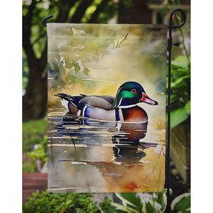 Drapeau de jardin de canard en bois bannière de drapeau de cour décorative multicolore pour l'illustration de patio pour le petit jardin ou les parterres de fleurs - Product Image 3