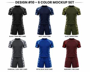 Ensemble short et rashguard à manches longues pour homme, camouflage noir, en spandex, écologique, séchage rapide, anti-UV, respirant, vêtements de sport pour les activités sportives - Product Image 6