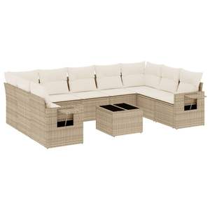 Grand ensemble de canapés de jardin modulaires en rotin PE beige, meubles d'extérieur modulaires confortables - Product Image 2