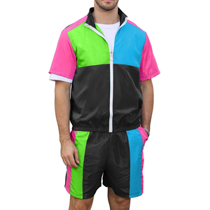 Custom Embroidery Men's High Quality Nylon Jogging Suit Reflective Logo Breathable Zipper Two Piece Short Windbreaker <b>Set</b> - Product Image 2