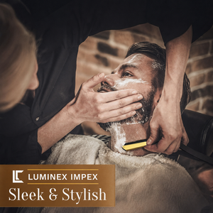 Navaja de Afeitar Recta Vintage Luminex Impex con Mango de Concha de Abulón y Acero al Carbono, Lista para Usar en Barberías y Salones - Product Image 2