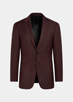 Setelan Jas Pria Slim Fit Warna Burgundy & Celana Coklat, Pakaian Formal Modern untuk Bisnis
