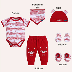 Conjunto de Ropa para Bebé Polka Tots, 6 Piezas, Traje de Recién Nacido, Mameluco, Pantalones, Gorro, Manoplas, Botines, Pañuelo, Babero, Algodón Suave, Cómodo - Product Image 1