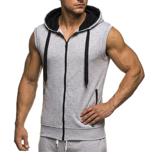 Custom <b>Logo</b> Men's Athletic Sleeveless Hoodie Zip Up Gym Tank Top Fitness Apparel Bodybuilding Vest Wholesalers Tank Tops For Men - Product Image 5