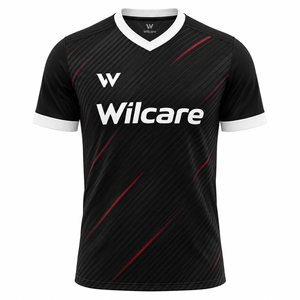 Wilcare Men's Black Sport Shirt With <b>Red</b> <b>Stripes</b> Sublimation Print Breathable Polyester Adult <b>Top</b> cheap price breathable - Product Image 1