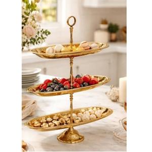 Luxury <b>Cake</b> Stand Hot Selling Decorative New Metal <b>Cake</b> <b>Server</b> Two Tier Cup <b>Cake</b> Stand Gold Plated Designer <b>Cake</b> <b>Server</b> - Product Image 2