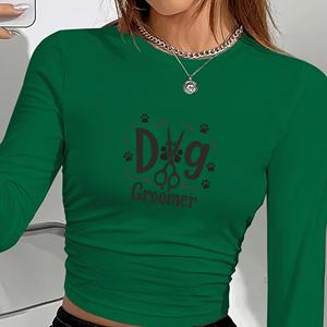 Chemise à manches longues pour femme à la mode Dog Groomer - Product Image 4