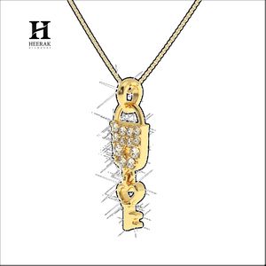 Collier pendentif cadenas et clé serti de diamants CZ, avec breloque cœur et clé, bijoux romantiques pour femme - Product Image 4