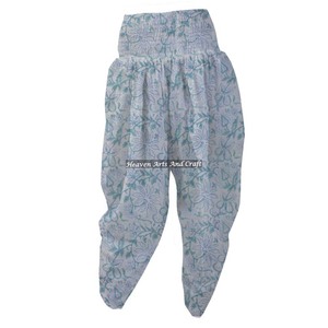 Floral Style Hand Block Printed Cotton Night Wear Patiala Pants Elastic Waist Machine Washable For Summer Comes Spring - Product Image 4