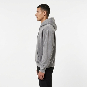 Sweat-shirt à capuche oversize pour homme, 100% coton, tissu éponge français, imprimé par pulvérisation, effet vieilli, décontracté, pour l'automne - Product Image 5