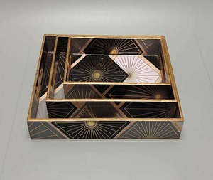 Super Decorative Bamboo Wood MDF Serving <b>Tray</b> Handles for Coffee Tea <b>Breakfast</b> Food Ramadan Wedding Modern DesignWood Crafts, Wo - Product Image 1