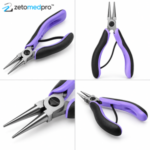<b>Round</b> <b>Nose</b> <b>Pliers</b> Stainless Steel Dual Component Handle Jewelry Making Tool 5 Inch Zetomed Pro - Product Image 4