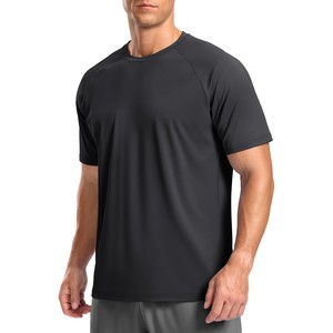 T-shirt en jersey de polyester à manches courtes pour homme, col rond, couleur unie, tricoté, coupe ajustée, décontracté, longueur normale, séchage rapide, manches raglan - Product Image 6