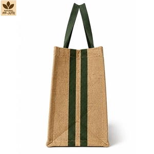 Sac de courses en jute naturel laminé, sac de courses pour la vente au détail, 31x27x16 cm, logo personnalisé, vente en gros, OEM, marque privée, modèle MY-JT-05 - Product Image 4
