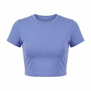 Débardeur uni personnalisable couleur unie, coupe ajustée, décontracté d'été, court, respirant, pour yoga, entraînement, sport et gym - Product Image 1