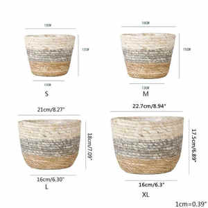 Panier multifonctionnel écologique et durable en jacinthe d'eau, tressé à la main, pour décoration intérieure et extérieure, pot de fleurs vert, fabriqué au Vietnam - Product Image 3