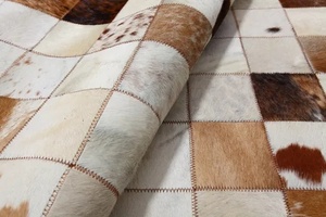 พรมหนังวัวแท้ลายทาง ทำมือ ใหม่ ขนาด 8x10 นิ้ว กันลื่น ปลอดภัยสำหรับสัตว์เลี้ยง เหมาะสำหรับห้องนั่งเล่น ห้องโถง และห้องนอน - Product Image 2