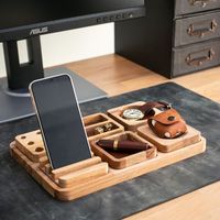 Organisateur de bureau en bois moderne multifonctionnel, support de rangement, porte-stylos pour bureau, salon, école, direction