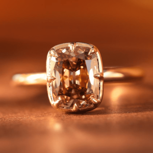 Custom 2.5ct <b>Cushion</b> Cut Champagne Fancy Vivid LabGrown Diamond 14K Rose Gold IGI Certified Luxury Engagement <b>Ring</b> <b>Wedding</b> Gift - Product Image 1