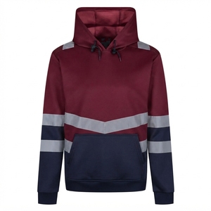 Sweat-shirt à capuche haute visibilité pour homme, orange marine, bandes réfléchissantes, en molleton 100 % coton, coupe oversize, écologique - Product Image 2