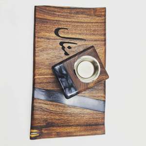 Quemador de Incienso de Madera Hecho a Mano con Incrustaciones de Resina Azul y Copa Interior Dorada, Difusor Aromático de Sándalo para Uso en Todas las Estaciones - Product Image 5