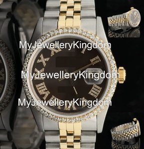 Montre en acier inoxydable bicolore Jubilee de 36 mm avec boîtier rond et moissanite, résistance à l'eau de 10 bars - Product Image 3