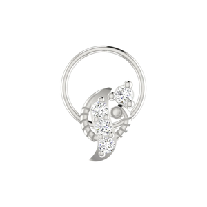 AJRETAIL Joyería Fina de Oro de 14K con Diseño de Ola Mística, Piercing para la Nariz con Diamante Natural de 0.08ct - Product Image 3