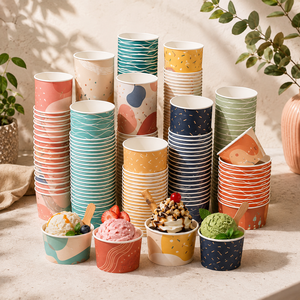 Gobelet à crème glacée jetable en papier à paroi simple, écologique et biodégradable, de qualité alimentaire, avec motif illustré violet, Sweet Moments - Product Image 6