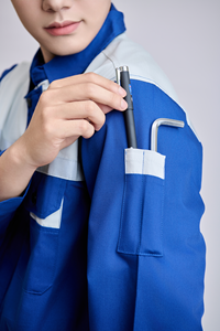 Conjunto de Ropa de Trabajo de Alta Visibilidad de Manga Corta Azul Grisáceo para Hombre FMF, Transpirable, Duradero y Cómodo, Tela TC - Product Image 5