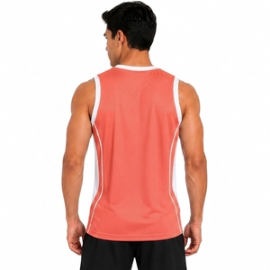 Unisex Sleeveless Mesh Tank Top Crew Neck Moisture Wicking <b>Athletic</b> Wear Coral Color All Seasons Regular Fit 100% Polyester - Product Image 2