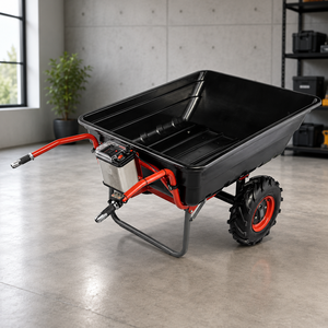 Heavy Duty 2-<b>Wheel</b> <b>Plastic</b> Tray Wheelbarrow Manual Garden Cart for Construction, Farming & Landscaping - Product Image 1