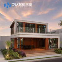 Grande villa modulaire à aménagement personnalisé avec revêtement en aluminium, maison préfabriquée 3 chambres avec 2 balcons