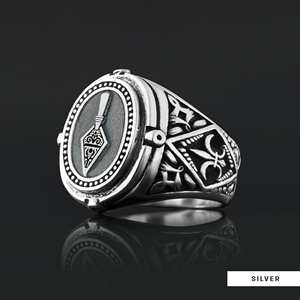 แหวนเมสัน BOJ รุ่น 032 แบบกำหนดเองได้ สำหรับทั้งชายและหญิง แหวนตราประทับฟรีเมสันส่วนบุคคล แหวนตราประทับมาสเตอร์เมสันเท็กซัส สไตล์ฮิปฮอป สีเงิน ราคาประหยัด - Product Image 5