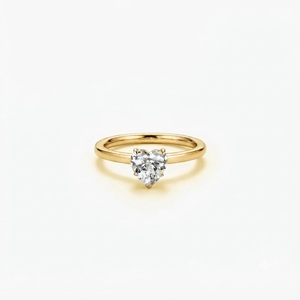 Anillo de Compromiso con Diamante Cultivado en Laboratorio, Corte Corazón, Color DEF, Claridad VS VVS, Certificado IGI, Oro Sólido de 9K, 10K, 14K, 18K, Halo Oculto - Product Image 1