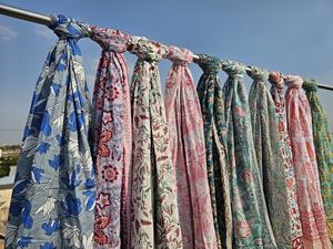Hand Block Print Soft Cotton Sarong Long Scarf Fashion Beach Cover up Boho Pareo Indian Boho Beach Wrap Dupatta Wholesale Bulk - Product Image 4