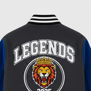Veste de baseball varsity pour homme avec broderie chenille personnalisée, logo sur le devant, style streetwear, coupe-vent et respirante, prix abordable - Product Image 5