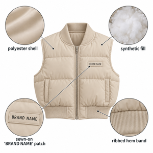 Women's <b>Cropped</b> Puffer Vest Trendy Sleeveless Winter <b>Body</b> <b>Warmer</b> Custom Design OEM ODM Apparel Factory premium quality - Product Image 5