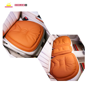 Vente en gros de coussins de siège et oreiller en cuir orange Nappa ODM coussin de siège de voiture personnalisable coussin de voiture imperméable coussin de siège conducteur - Product Image 3