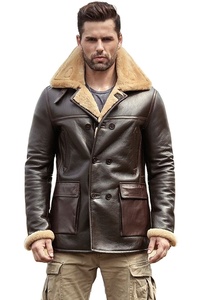 Manteau long en fourrure pour homme, veste coupe-vent d'hiver, cuir véritable, personnalisable, OEM, style streetwear, écologique, respirant, extérieur - Product Image 4