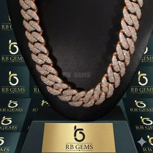 Chaîne en argent massif 925 de 500 grammes, style corde, pour grands rappeurs, style hip-hop glacé, avec diamants Moissanite VVS, plaqué or rose - Product Image 1