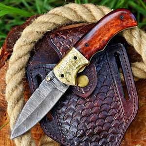 Couteau pliant artisanal en acier Damas forgé de qualité industrielle UA Supplies, avec verrouillage Liner Lock, pour la chasse, EDC, OEM, ODM, personnalisable - Product Image 4