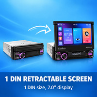 HANTUE Écran Rétractable Lecteur MP5 7 Pouces 1 Din Autoradio Android 15 CarPlay Android Auto 2+64G Audio