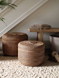 Ensemble de 2 boîtes de rangement multi-usages modernes en rotin naturel écologique - Product Image 3