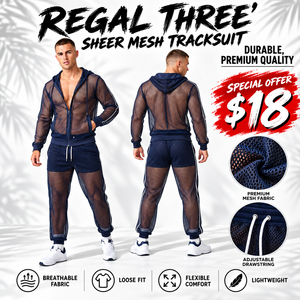 Conjunto Deportivo Transparente para Hombre, Chaqueta con Cremallera y Pantalones Jogger, Ropa Sexy para Club Nocturno - Product Image 1