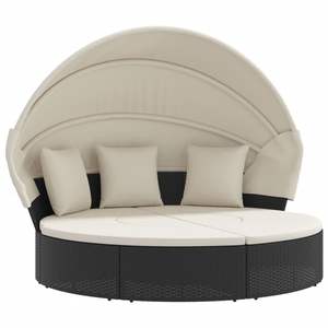 Cama de Exterior Negra y Crema, Muebles de Patio Elegantes para un Cómodo Entretenimiento al Aire Libre - Product Image 2
