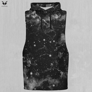 เสื้อฮู้ดดี้ผู้ชายพิมพ์ลายคอสมิกกาแล็กซี่ ปี 2026 คุณภาพสูงสุด บริการ OEM ODM สีดำ ระบายอากาศได้ดี สัมผัสนุ่ม ไม่มีแขน พร้อมออกแบบลายของคุณเอง - Product Image 4