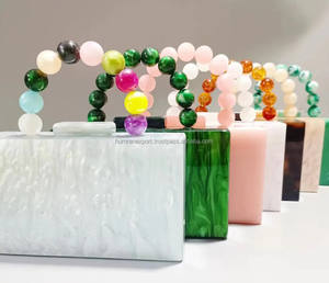 Handcrafted Designer Resin Beads Stone <b>Clutch</b> Bag Magnet Closure Indian Handmade Party <b>Wedding</b> Bridal <b>Clutch</b> Customizable Size - Product Image 1