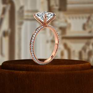 Bague de fiançailles en or 14 carats avec diamant de laboratoire taille princesse 1,5 carat, style halo en grappe, certifiée IGI, pour mariage chrétien - Product Image 4