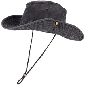 Bucket Hats With String Washed Denim Women Men Wide Brim UV Protection Sun Hat Outdoor Fishing Beach Unisex Jean Cap - Product Image 1